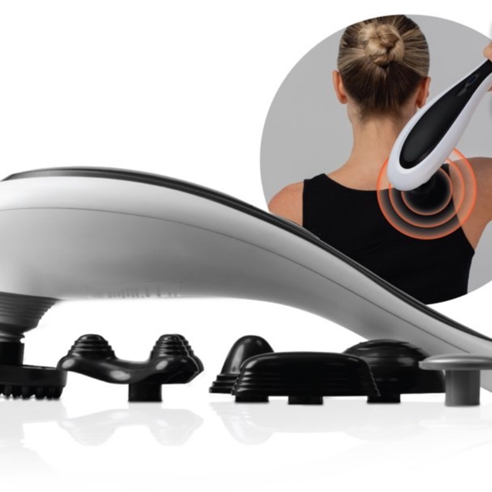 SHARPER IMAGE Cordless Deep-Tissue Neck and Back Massager with Swappable Heads